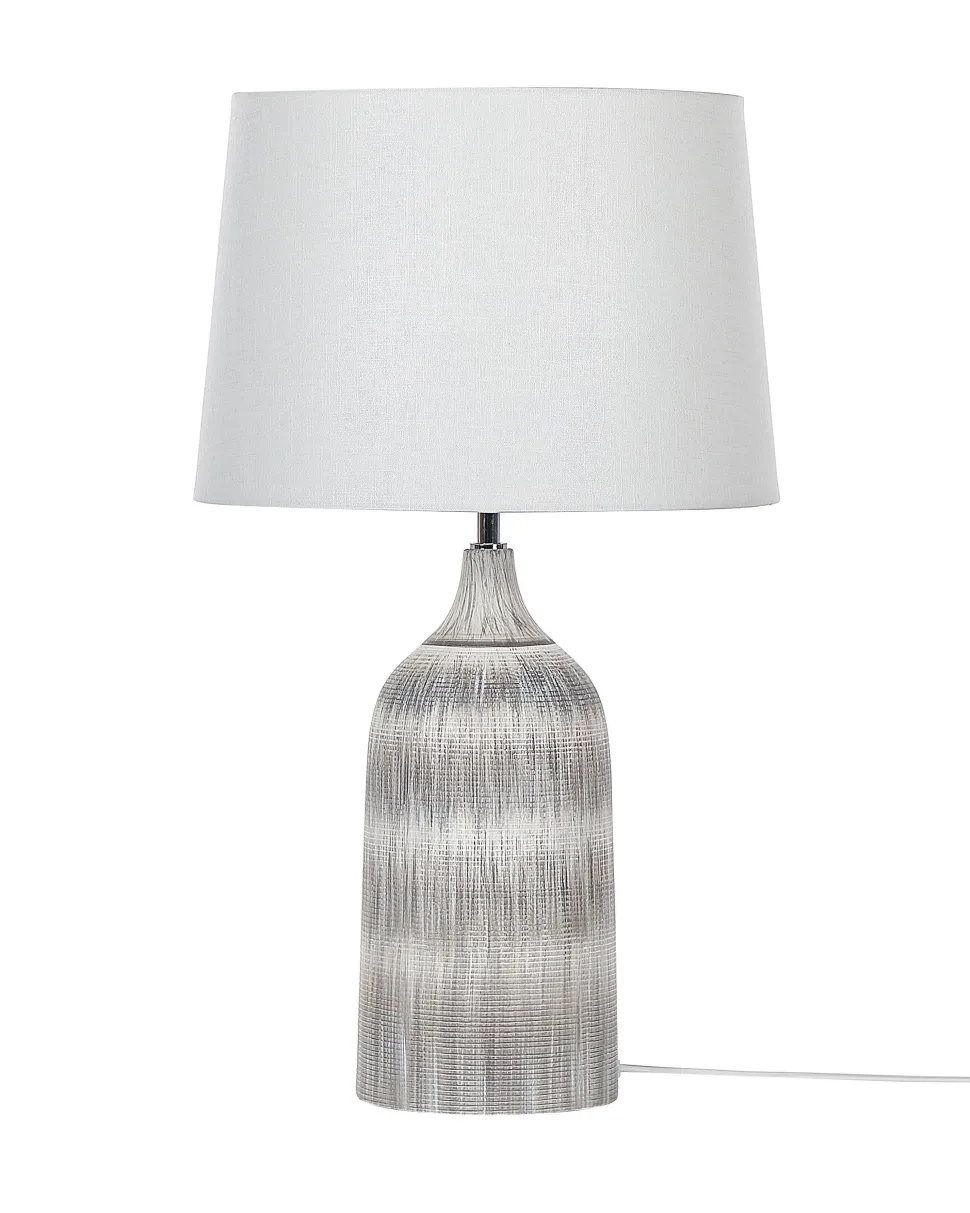 Candeeiro De Mesa Em Ceramica Cinzento Claro E Creme 66 Cm Georgina