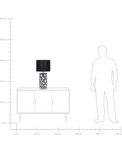 Candeeiro De Mesa Em Ceramica Prateada E Preto 71 Cm Selja