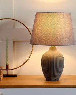 Candeeiro De Mesa Em Ceramica Cinzenta Fergus