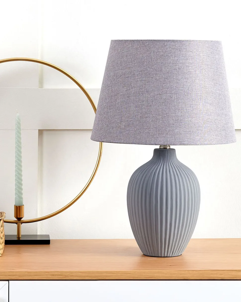 Candeeiro De Mesa Em Ceramica Cinzenta Fergus