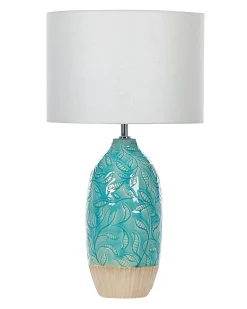 Candeeiro De Mesa Em Ceramica Azul Turquesa E Branco 58 Cm Ataba