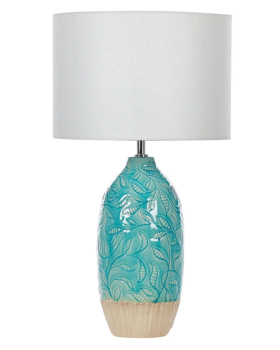 Candeeiro De Mesa Em Ceramica Azul Turquesa E Branco 58 Cm Ataba