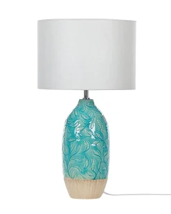 Candeeiro De Mesa Em Ceramica Azul Turquesa E Branco 58 Cm Ataba