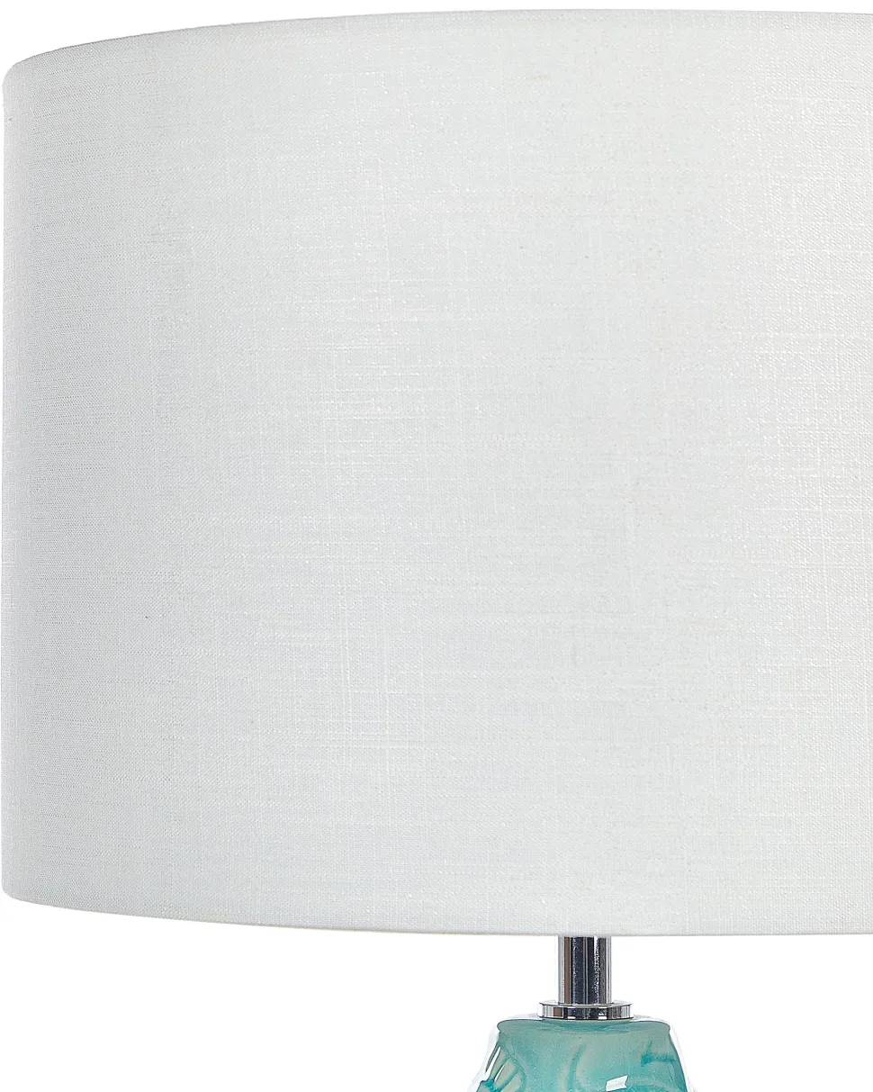 Candeeiro De Mesa Em Ceramica Azul Turquesa E Branco 58 Cm Ataba