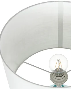 Candeeiro De Mesa Em Ceramica Azul Turquesa E Branco 58 Cm Ataba