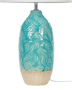 Candeeiro De Mesa Em Ceramica Azul Turquesa E Branco 58 Cm Ataba