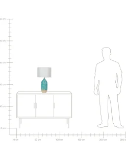 Candeeiro De Mesa Em Ceramica Azul Turquesa E Branco 58 Cm Ataba