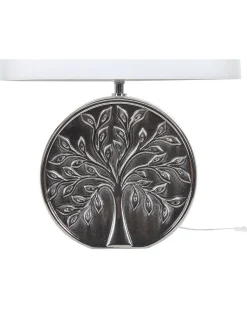 Candeeiro De Mesa Em Ceramica Prateado E Branco 48 Cm Kherlen