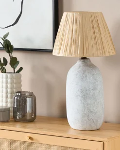 Candeeiro De Mesa Em Ceramica Cinzenta 56 Cm Matilde