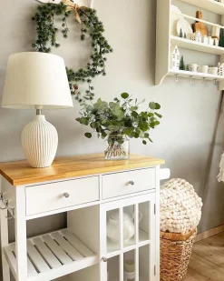 Candeeiro De Mesa Em Ceramica Branca Fergus