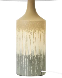 Candeeiro De Mesa Em Ceramica Creme E Cinzento Calvas