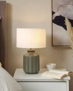 Candeeiro De Mesa Em Ceramica Cinzenta Esperance