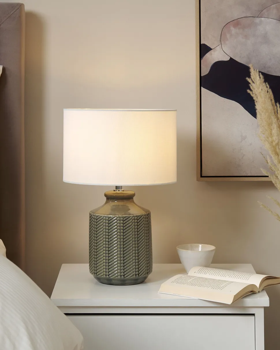 Candeeiro De Mesa Em Ceramica Cinzenta Esperance