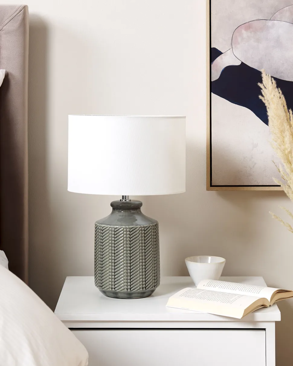 Candeeiro De Mesa Em Ceramica Cinzenta Esperance