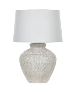 Candeeiro De Mesa Em Ceramica Branca E Creme 60 Cm Caine