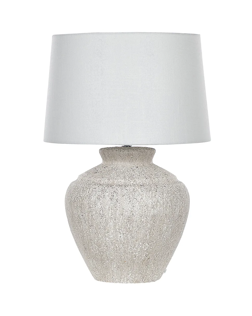 Candeeiro De Mesa Em Ceramica Branca E Creme 60 Cm Caine