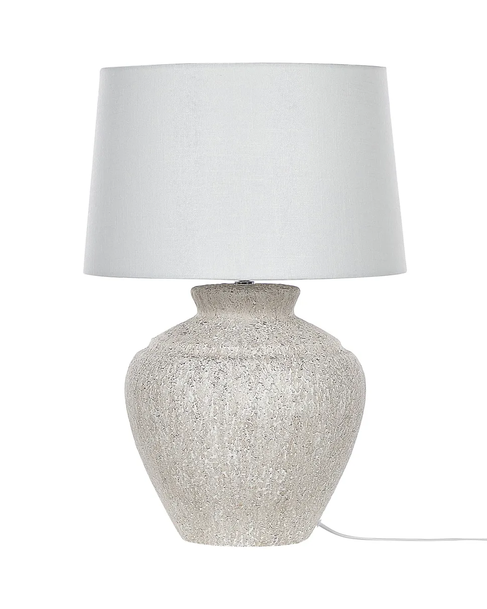 Candeeiro De Mesa Em Ceramica Branca E Creme 60 Cm Caine