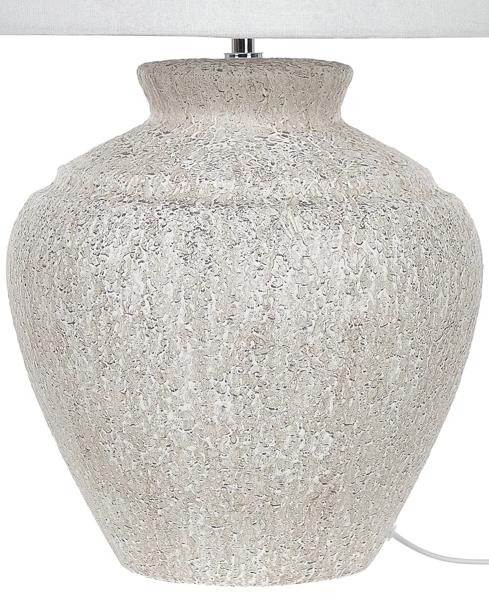 Candeeiro De Mesa Em Ceramica Branca E Creme 60 Cm Caine