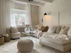 Candeeiro De Mesa Em Ceramica Branca E Creme 60 Cm Caine