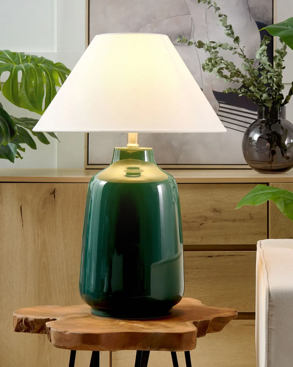 Candeeiro De Mesa Em Ceramica Verde 57 Cm Careta