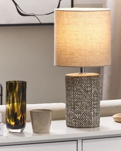 Candeeiro De Mesa Em Ceramica Castanha 43 Cm Ider