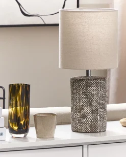 Candeeiro De Mesa Em Ceramica Castanha 43 Cm Ider