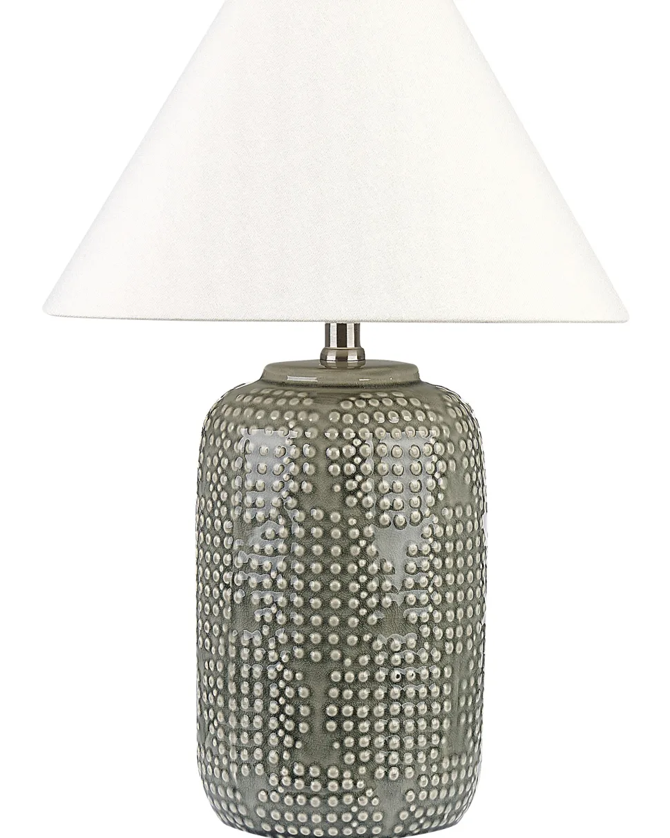 Candeeiro De Mesa Em Ceramica Cinzenta Mussel