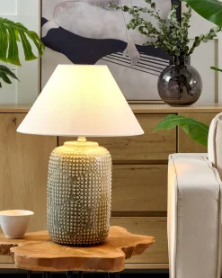 Candeeiro De Mesa Em Ceramica Cinzenta Mussel