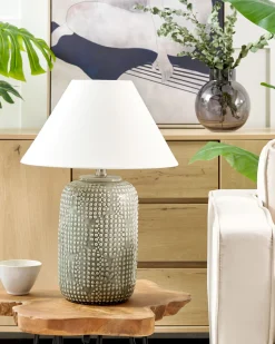 Candeeiro De Mesa Em Ceramica Cinzenta Mussel