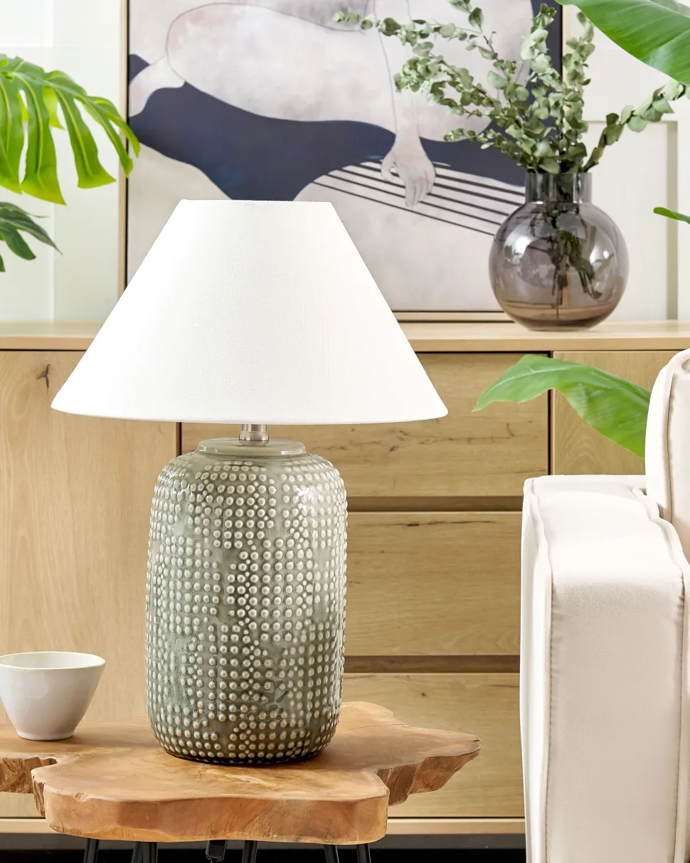 Candeeiro De Mesa Em Ceramica Cinzenta Mussel