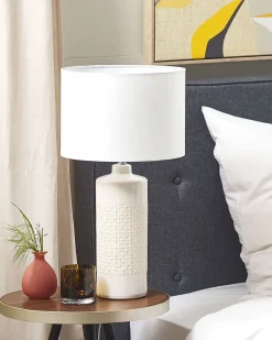 Candeeiro De Mesa Em Ceramica Branca 58 Cm Anseba