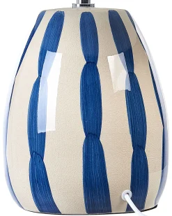 Candeeiro De Mesa Em Ceramica Creme E Azul Luchetti