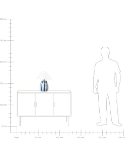 Candeeiro De Mesa Em Ceramica Creme E Azul Luchetti