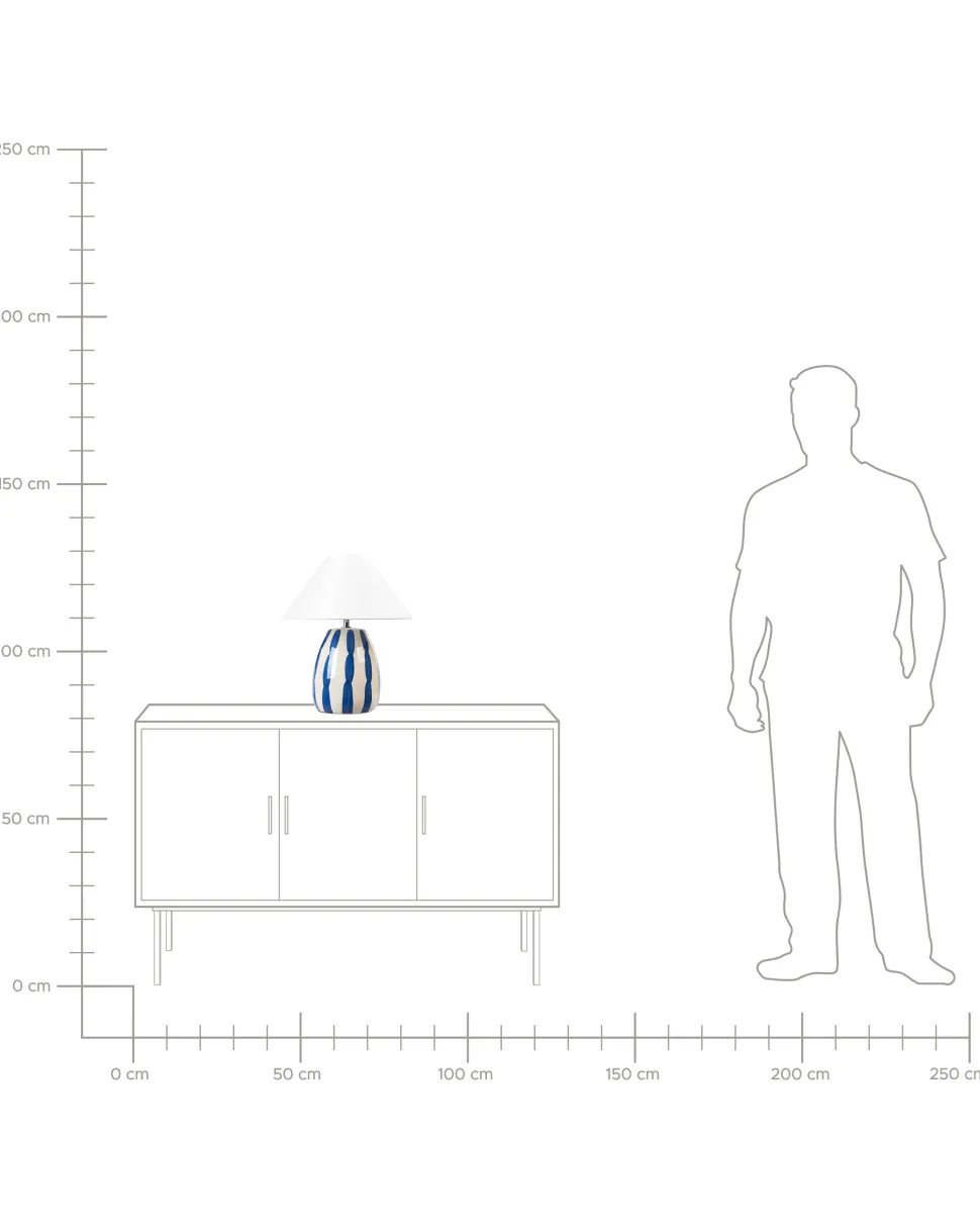Candeeiro De Mesa Em Ceramica Creme E Azul Luchetti