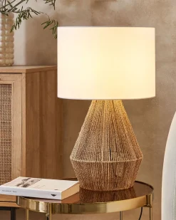 Candeeiro De Mesa Em Corda De Papel Cor Natural 52 Cm Malewa