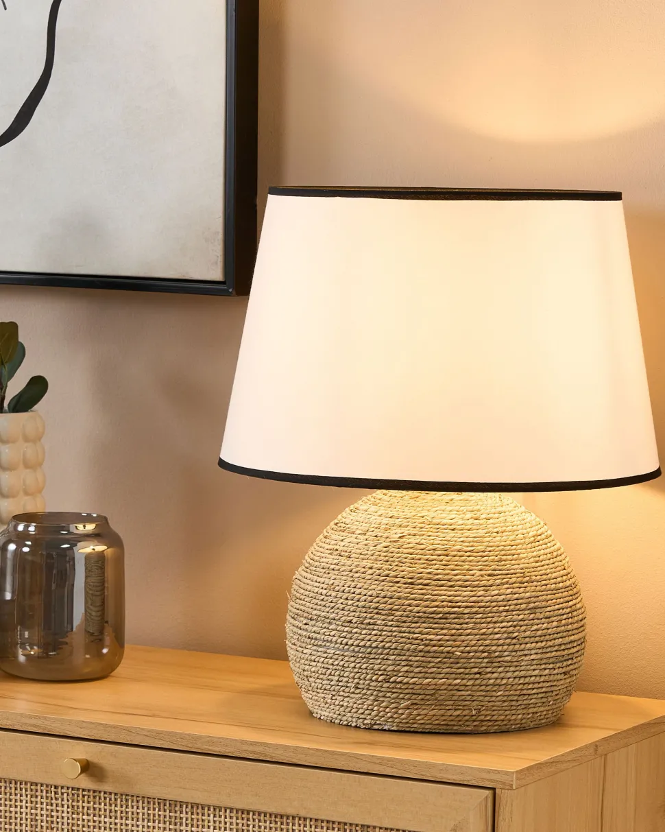 Candeeiro De Mesa Em Corda De Palha 46 Cm Growee