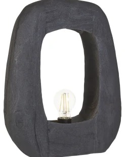 Candeeiro De Mesa Em Madeira Preta 42 Cm Ajay