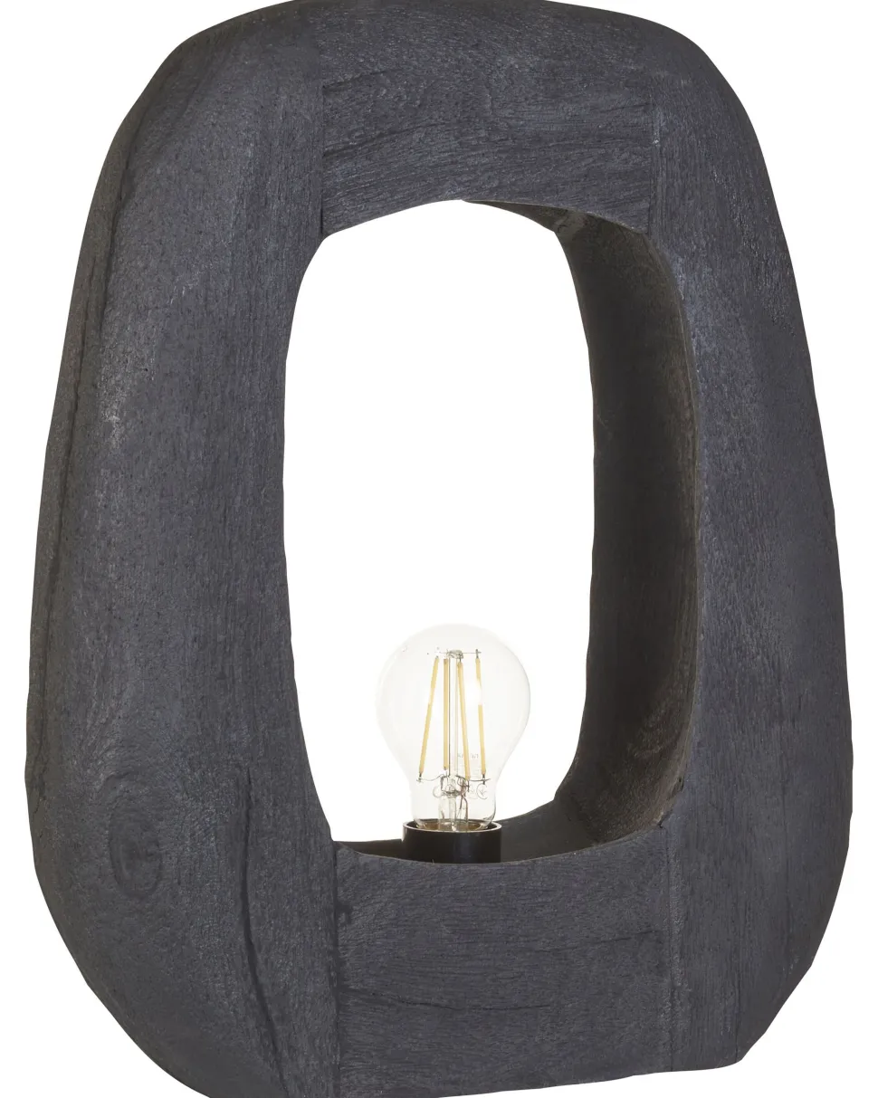 Candeeiro De Mesa Em Madeira Preta 42 Cm Ajay