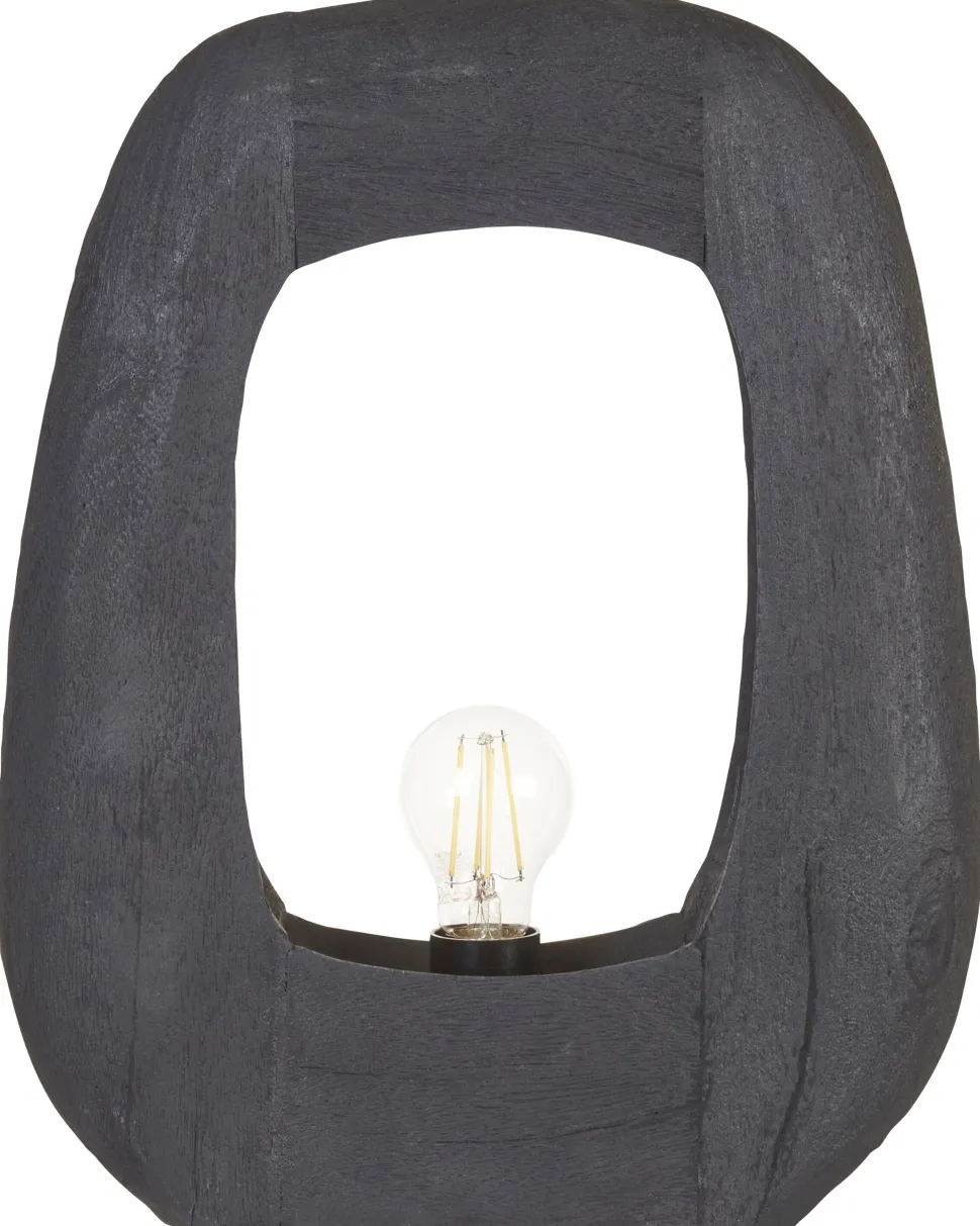 Candeeiro De Mesa Em Madeira Preta 42 Cm Ajay