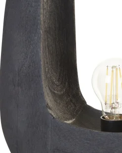 Candeeiro De Mesa Em Madeira Preta 42 Cm Ajay