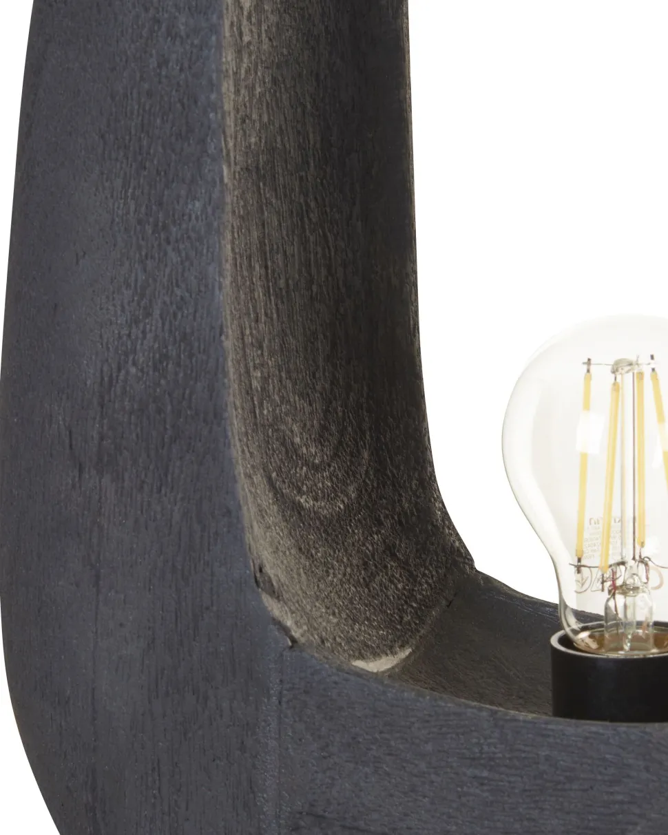 Candeeiro De Mesa Em Madeira Preta 42 Cm Ajay