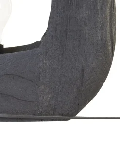 Candeeiro De Mesa Em Madeira Preta 42 Cm Ajay