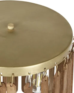 Candeeiro De Mesa Em Madeira Escura De Mango E Cobre 77 Cm Sabari