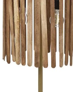 Candeeiro De Mesa Em Madeira Escura De Mango E Cobre 77 Cm Sabari