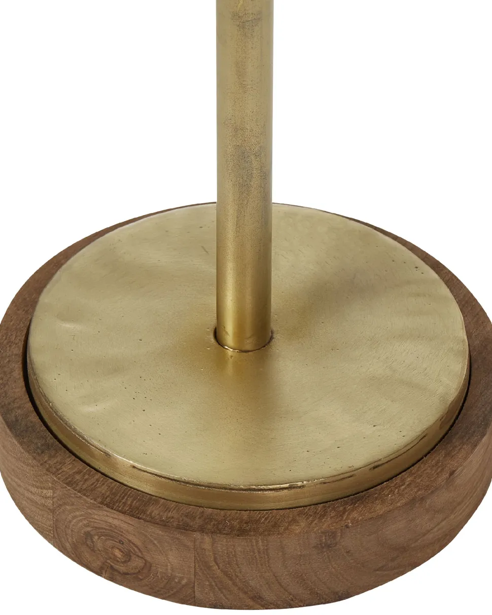 Candeeiro De Mesa Em Madeira Escura De Mango E Cobre 77 Cm Sabari