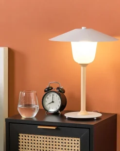 Candeeiro De Mesa Em Madeira Branca 39 Cm Moppy