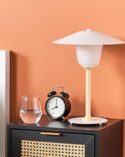 Candeeiro De Mesa Em Madeira Branca 39 Cm Moppy