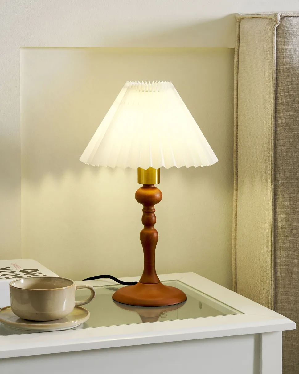 Candeeiro De Mesa Em Madeira Escura 39 Cm Cooks