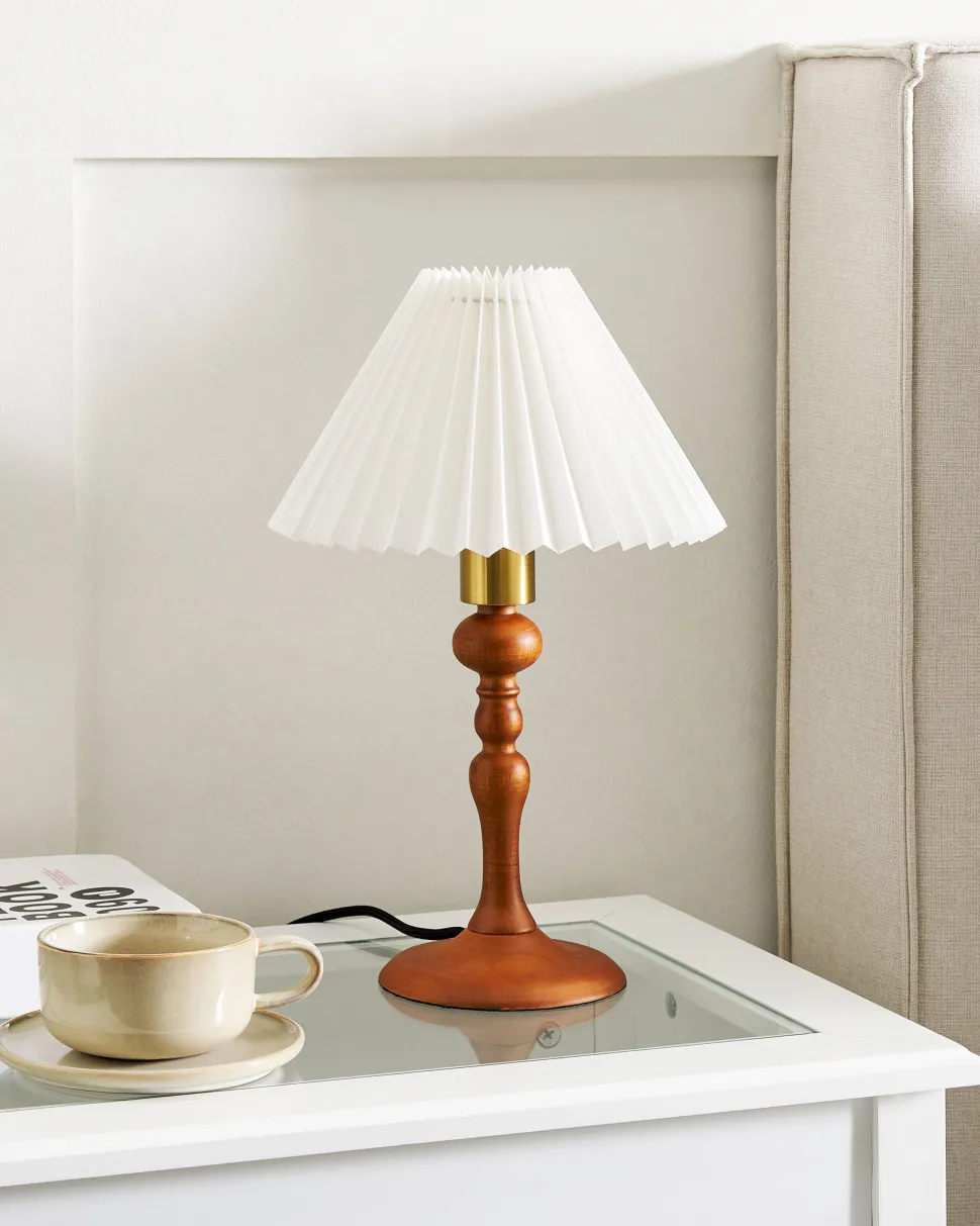 Candeeiro De Mesa Em Madeira Escura 39 Cm Cooks