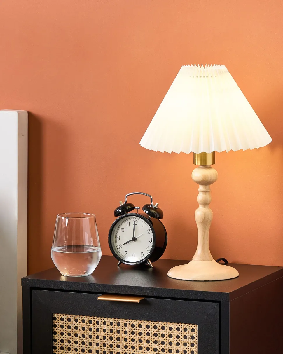 Candeeiro De Mesa Em Madeira Clara 39 Cm Cooks